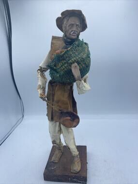 Vtg 1940s HANDMADE PAPER MACHE MEXICAN OLD MAN Doll Statue FOLK ART